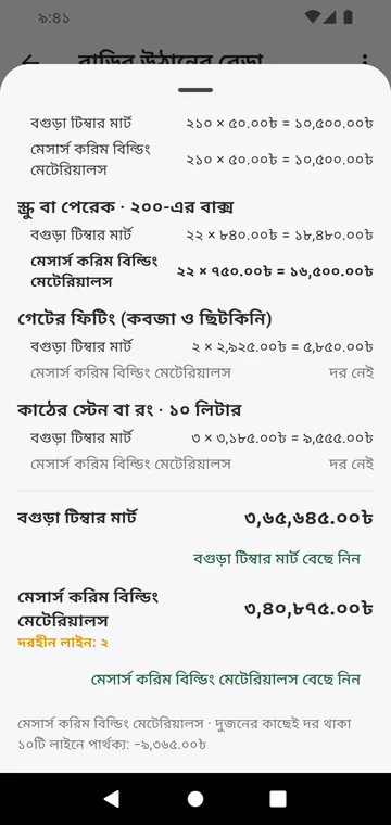 দুজন সরবরাহকারী, সারি ধরে তুলনা