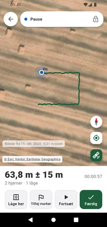 Hegnslinjen gået med GPS, med låger undervejs