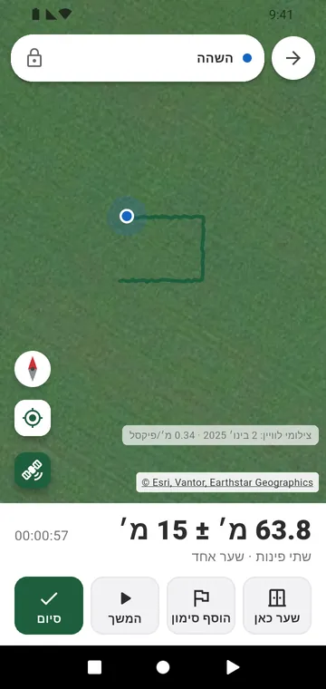 הליכה לאורך קו הגדר ב־GPS, עם שערים בדרך