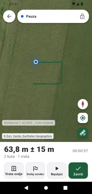 Linija ograde prohodana GPS-om, s vratima usput