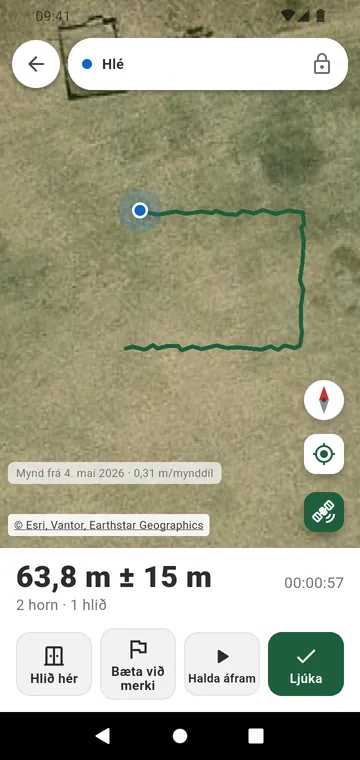Girðingarlínan gengin með GPS, með hliðum á leiðinni