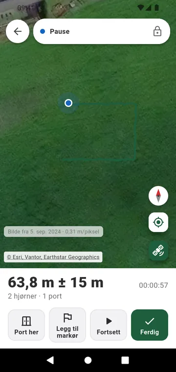Gjerdelinjen gått med GPS, med porter underveis