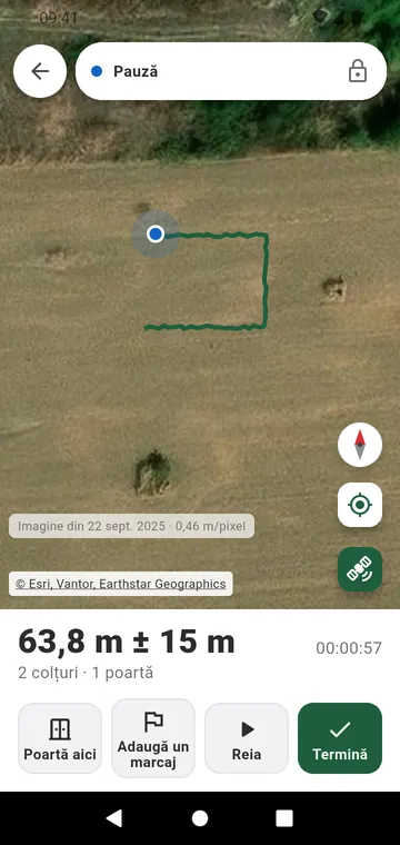 Linia gardului parcursă cu GPS, cu porțile de pe traseu