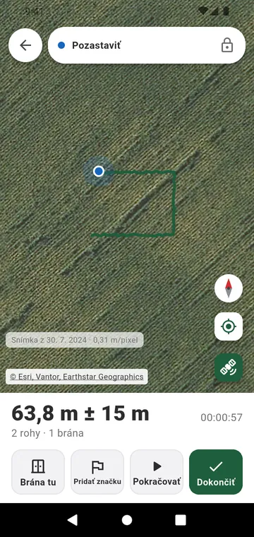 Prechádzanie línie plota s GPS, s bránami cestou