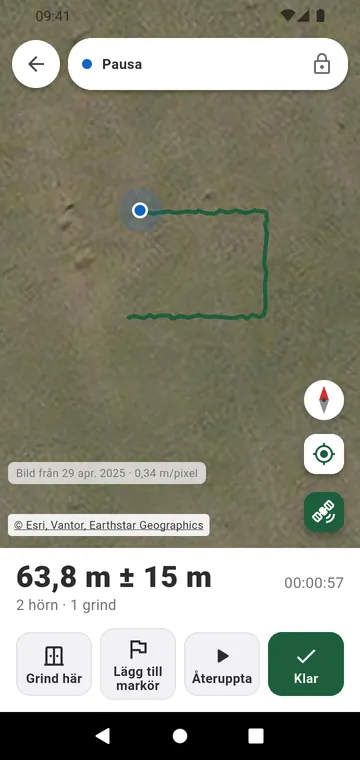 Staketlinjen gås med GPS, med grindar på vägen