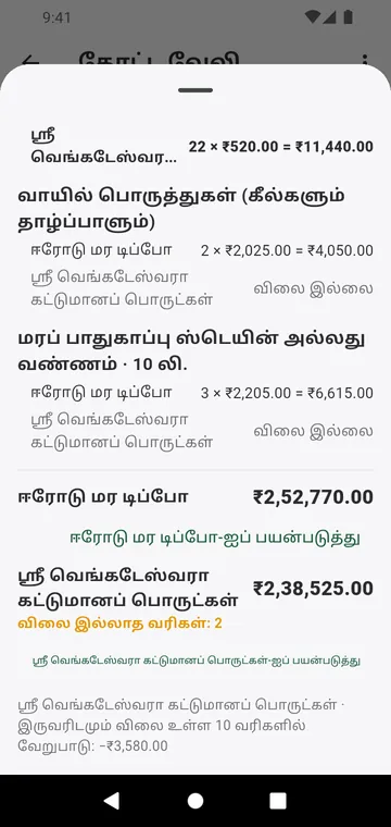 இரண்டு விநியோகஸ்தர்கள், வரிக்கு வரி ஒப்பீடு